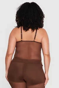 Plus Metallic O Ring Mesh Sweetheart Neckline Top