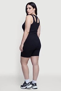 Plus Ribbed Knit Scoop Neck Racerback Tank Top