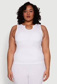 Plus Seamless Ribbed Notch Neck Tank Top