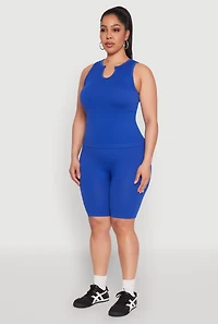 Plus Seamless Ribbed Notch Neck Tank Top