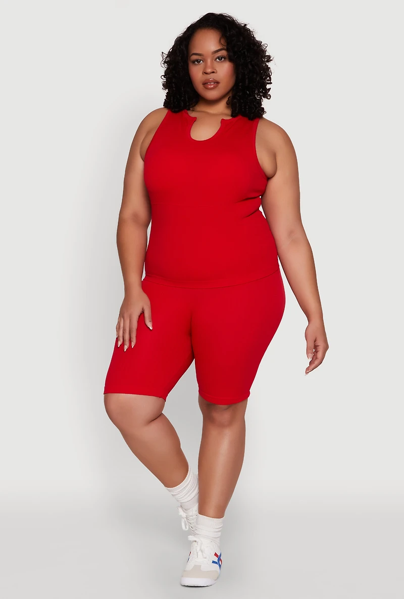 Plus Seamless Rib Knit Biker Shorts