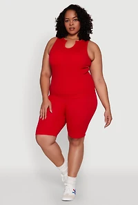 Plus Seamless Rib Knit Biker Shorts