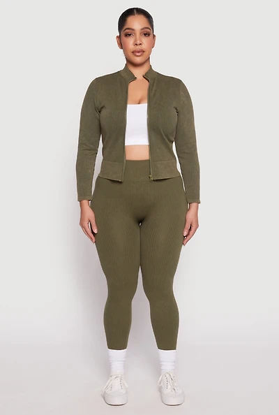 Womens Plus Size Seamless Acid Wash High Waist Leggings, Green, Size 2X-3X