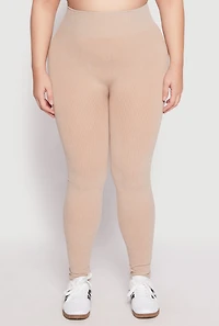 Womens Plus Size Seamless Acid Wash High Waist Leggings, Khaki, Size 2X-3X