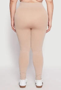 Womens Plus Size Seamless Acid Wash High Waist Leggings, Khaki, Size 2X-3X