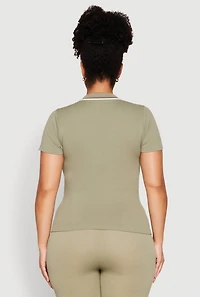 Womens Plus Contrast Trim Polo Shirt,
