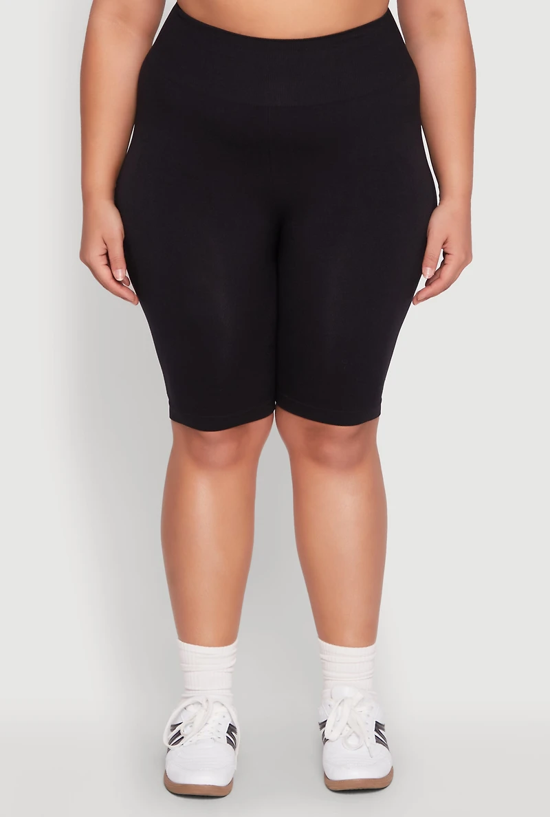 Plus High Waisted Biker Shorts