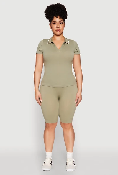 Womens Plus High Waisted Biker Shorts,