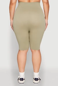 Womens Plus High Waisted Biker Shorts,