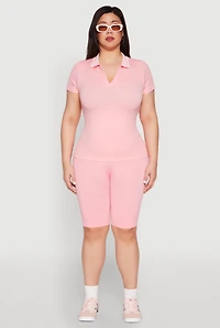 Womens Plus High Waisted Biker Shorts, 2X-3X