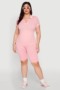 Womens Plus High Waisted Biker Shorts, 2X-3X