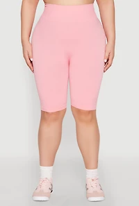 Womens Plus High Waisted Biker Shorts, 2X-3X