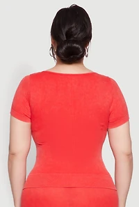 Womens Plus Size Mineral Wash Scoop Neck Tee, Red, Size 2X-3X