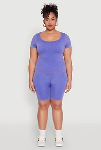 Womens Plus Mineral Wash Scoop Neck Tee,