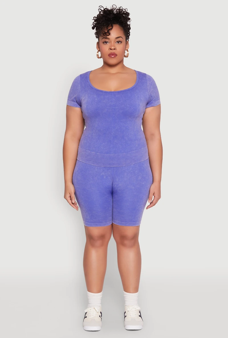 Plus Mineral Wash Biker Shorts