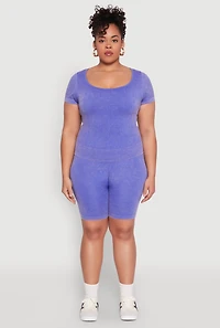 Plus Mineral Wash Biker Shorts