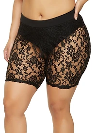 Plus Floral Lace Biker Shorts
