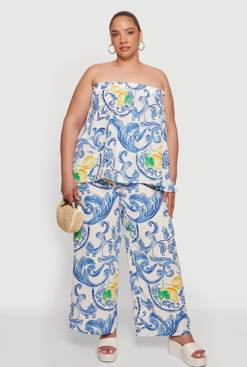 Plus Crepe Knit Patterned Tube Top