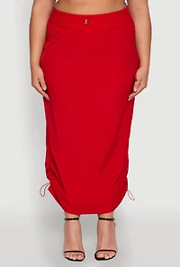 Plus Nylon Toggle Drawstring Maxi Skirt