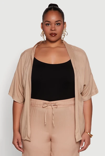 Womens Plus Size Kimono, Beige, Size 2X