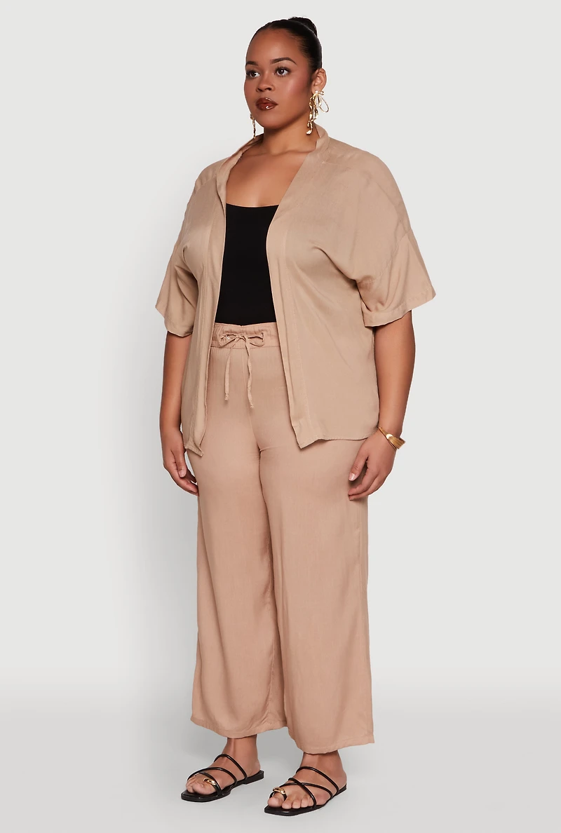 Womens Plus Size Kimono, Beige, Size 2X