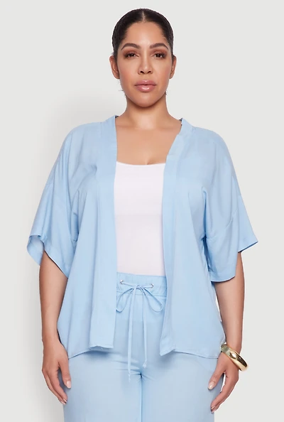 Womens Plus Size Kimono, Blue, Size 3X