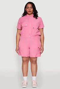 Plus High Waisted Cargo Pocket Shorts