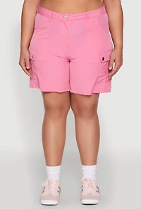 Plus High Waisted Cargo Pocket Shorts