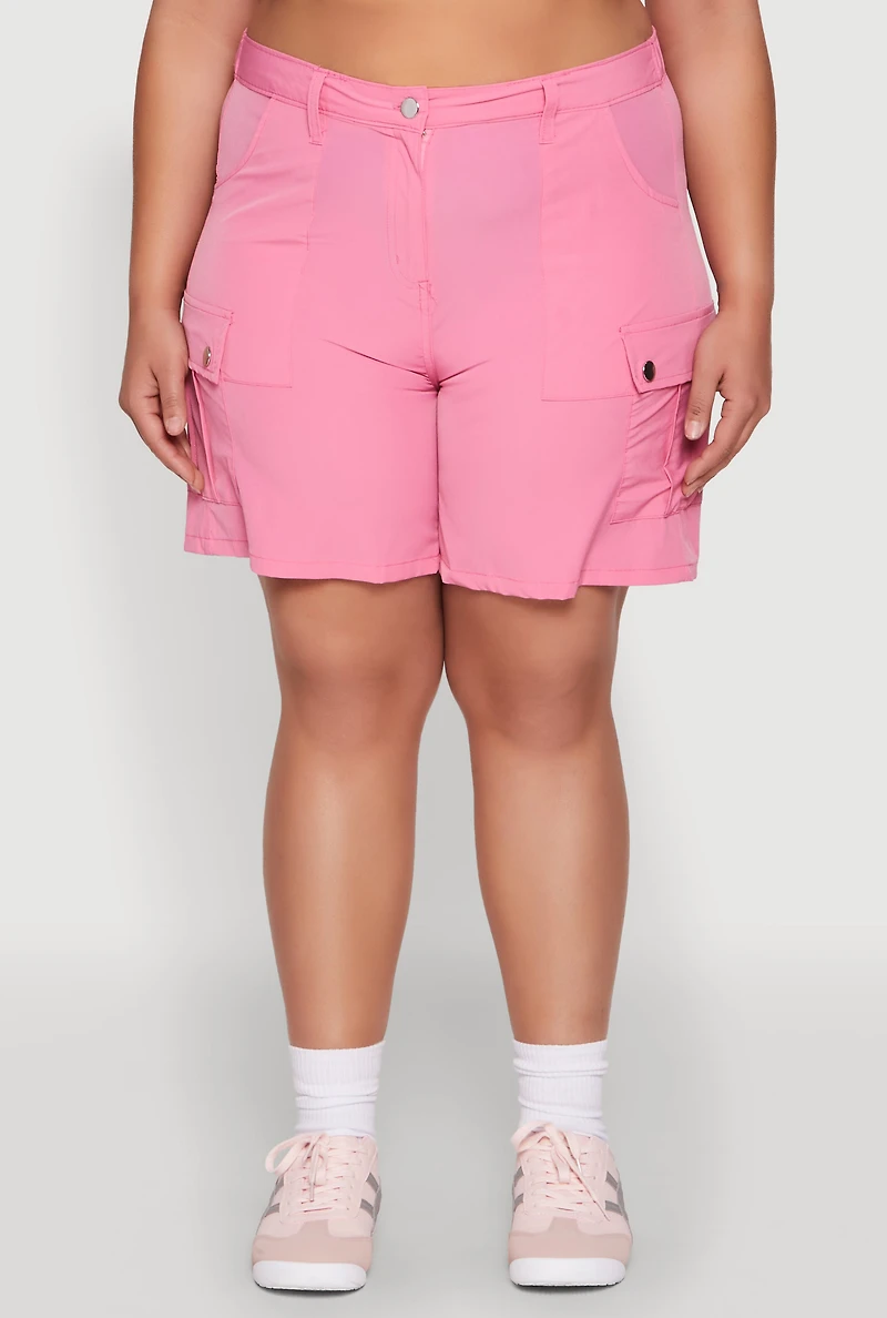 Plus High Waisted Cargo Pocket Shorts