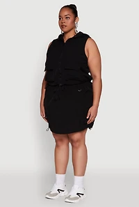 Womens Plus Cargo Pocket Windbreaker Vest,
