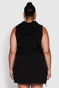 Womens Plus Cargo Pocket Windbreaker Vest,