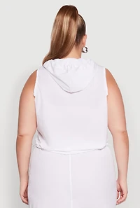 Womens Plus Size Cargo Pocket Windbreaker Vest, White, Size 1X