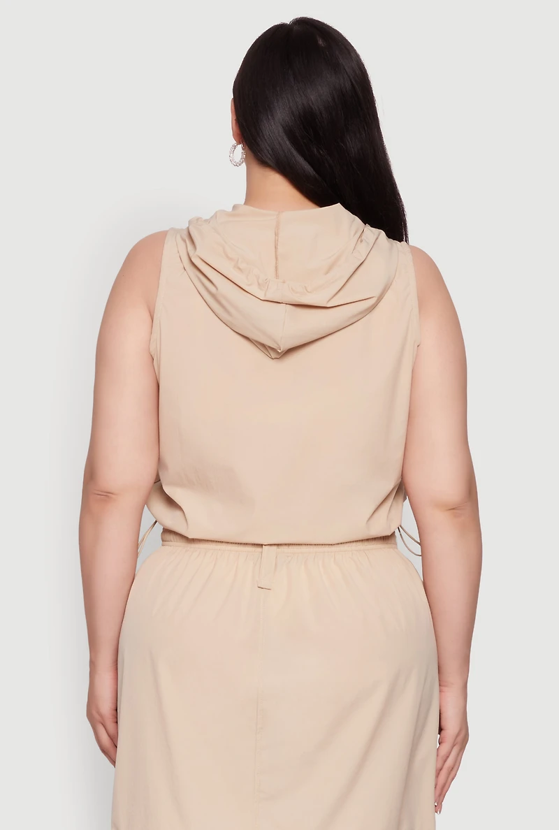 Womens Plus Cargo Pocket Windbreaker Vest, 3X