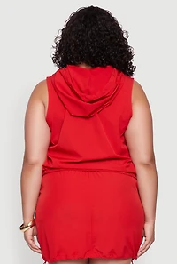 Womens Plus Size Cargo Pocket Windbreaker Vest, Red, Size 3X