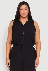 Womens Plus Zip Front Sleeveless Windbreaker Vest, 2X
