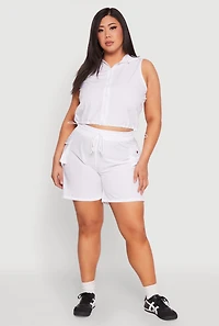 Womens Plus Size Zip Front Sleeveless Windbreaker Vest, White, Size 1X
