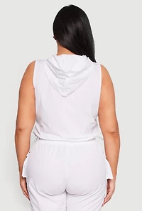 Womens Plus Size Zip Front Sleeveless Windbreaker Vest, White, Size 1X