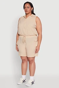 Womens Plus Zip Front Sleeveless Windbreaker Vest,