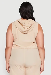 Womens Plus Zip Front Sleeveless Windbreaker Vest,