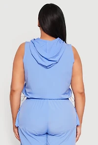 Womens Plus Size Zip Front Sleeveless Windbreaker Vest, Blue, Size 2X