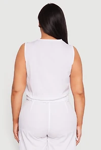 Womens Plus Size Nylon Utility Zip Front Vest, White, Size 1X