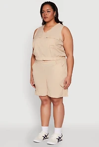 Womens Plus Nylon Utility Zip Front Vest, 2X