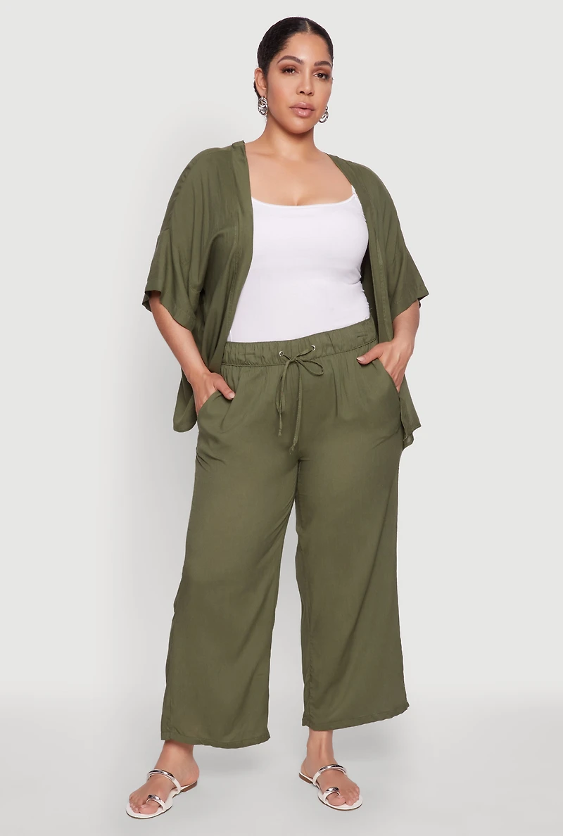 Plus Drawstring Palazzo Pants