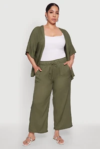 Plus Drawstring Palazzo Pants