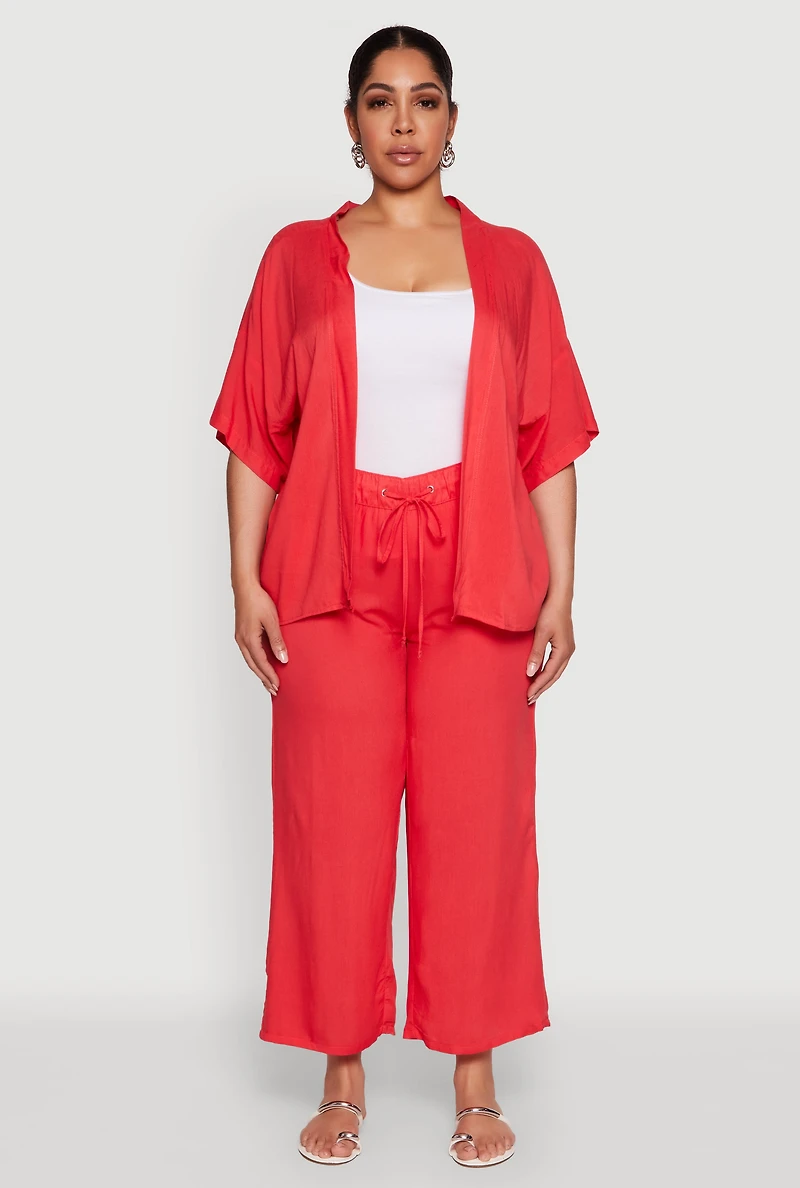 Plus Drawstring Palazzo Pants