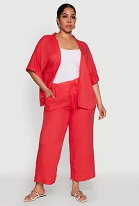 Womens Plus Size Drawstring Palazzo Pants, Red, Size 2X