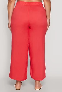 Womens Plus Size Drawstring Palazzo Pants, Red, Size 2X
