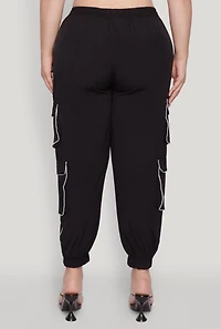 Womens Plus Drawstring Cargo Pocket Joggers, 2X