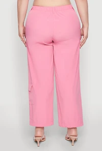 Womens Plus Size Wide Leg Cargo Pants, Pink, Size 2X