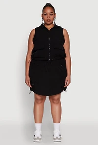 Womens Plus Drawstring Waist Cargo Skirt,